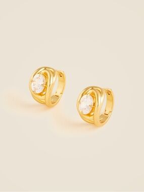 J. Crew Crystal Gold Hoop Earrings
